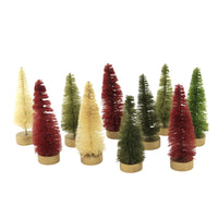 (51569) Christmas Mini Bottle Brush Trees S/10, 2.75 Inch, Home Decor Red Green White Lc9590