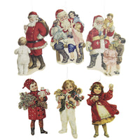 (51575) Holiday Ornament Children And Santa Dummy Boards, 5.25 Inch, Christmas Victorian Toys Rl9796