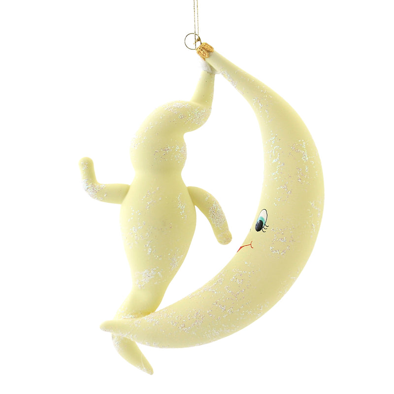 De Carlini Italian Ornaments Sitting On The Edge Of The Moon - - SBKGifts.com