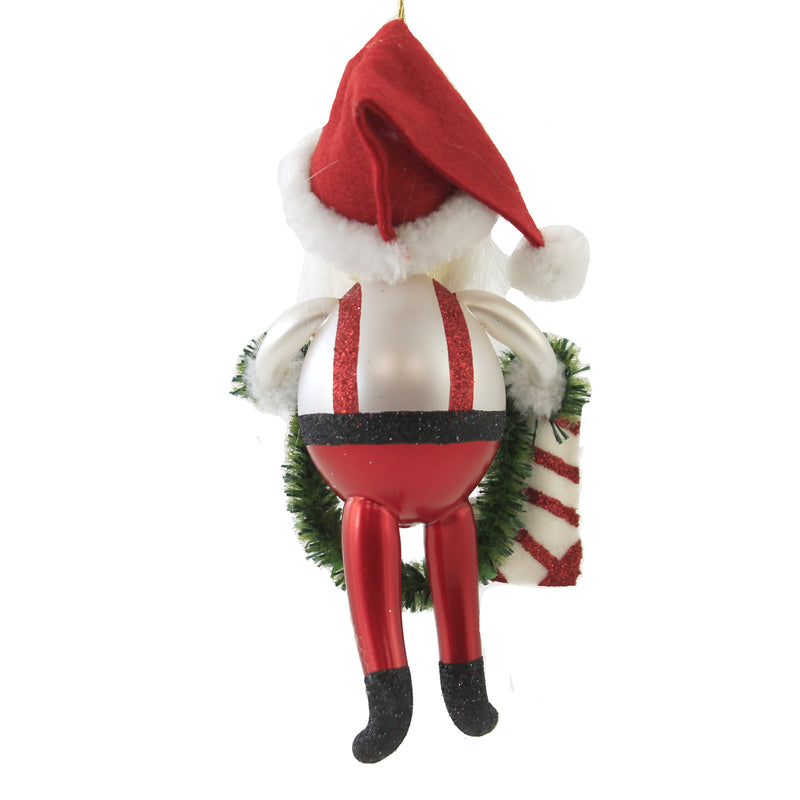 De Carlini Italian Ornaments Santa With Red / White Stocking - - SBKGifts.com