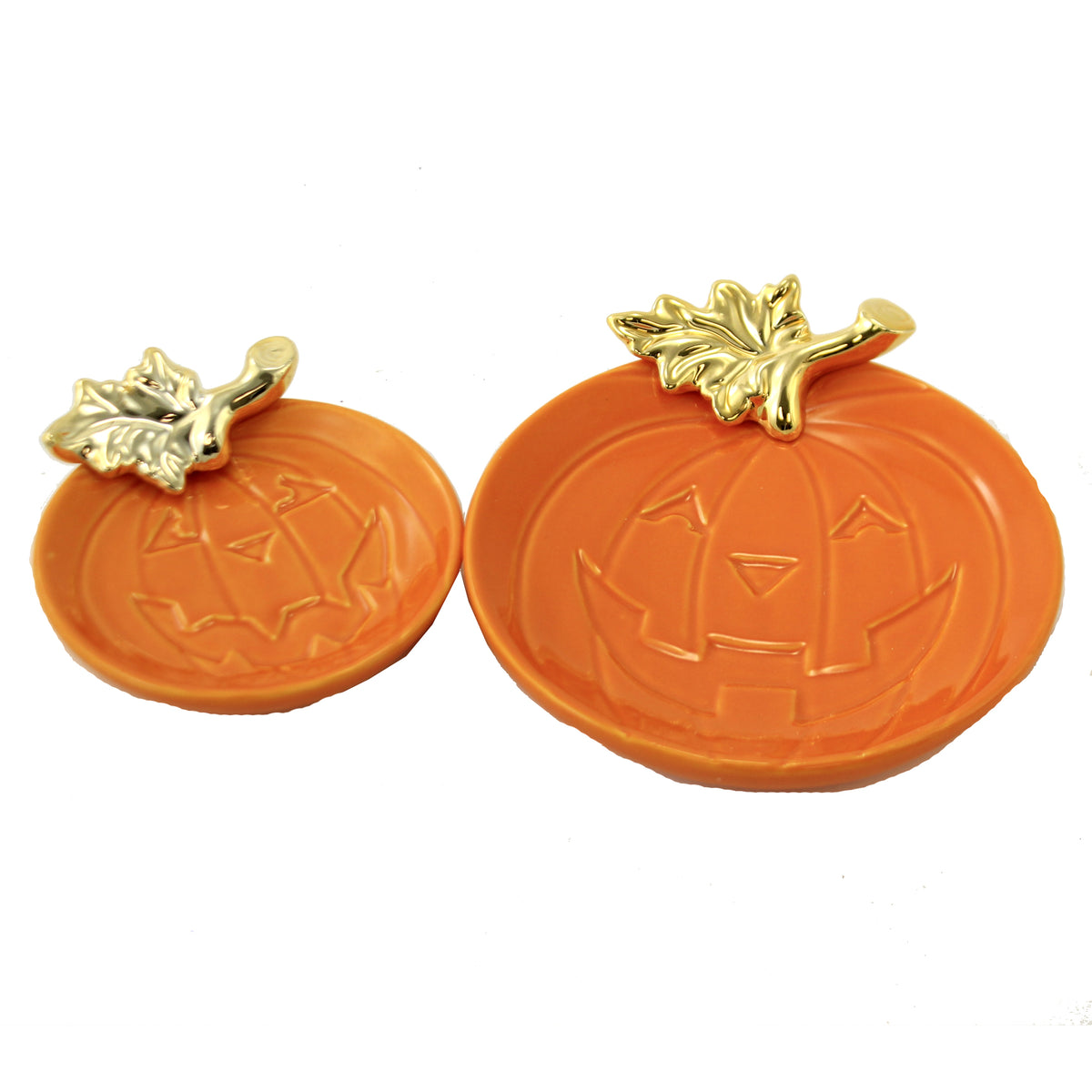 Tabletop Pumpkin Plate With Leaf - - SBKGifts.com