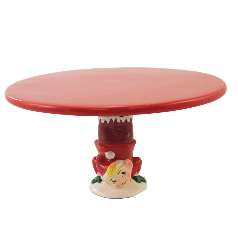 (51835) Tabletop Elf Tiered Pedestal Cake Plate, 6.25 Inch, Christmas Plater Stand Cs0136