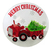 (51873) Tabletop Red Tractor Platter, 12.00 Inch, Christmas Tree Dish Winter Xm1141