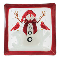 (51879) Tabletop Snowman Joy Platter, 11.50 Inch, Christmas Snow Happy Kitchen Xm1143