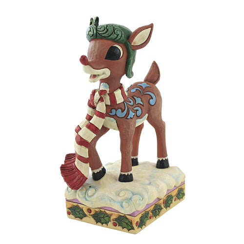 Jim Shore Rudolph In Aviator Hat/Scarf - - SBKGifts.com