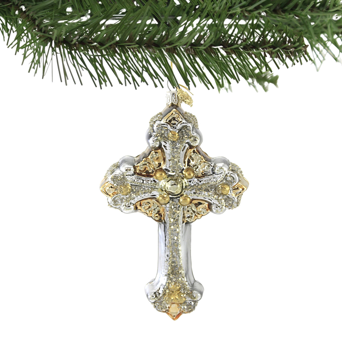 Huras Family Silver Gold Ornate Cross - - SBKGifts.com