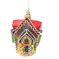 (51959) Huras Family Gingerbread House W/ Icing Roof, 5.25 Inch, Ornament Gumdrop Candy Cane S678