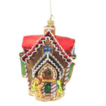 5.25 Inch Gingerbread House W/ Icing Roof Ornament Gumdrop Candy Cane S678 (51959)