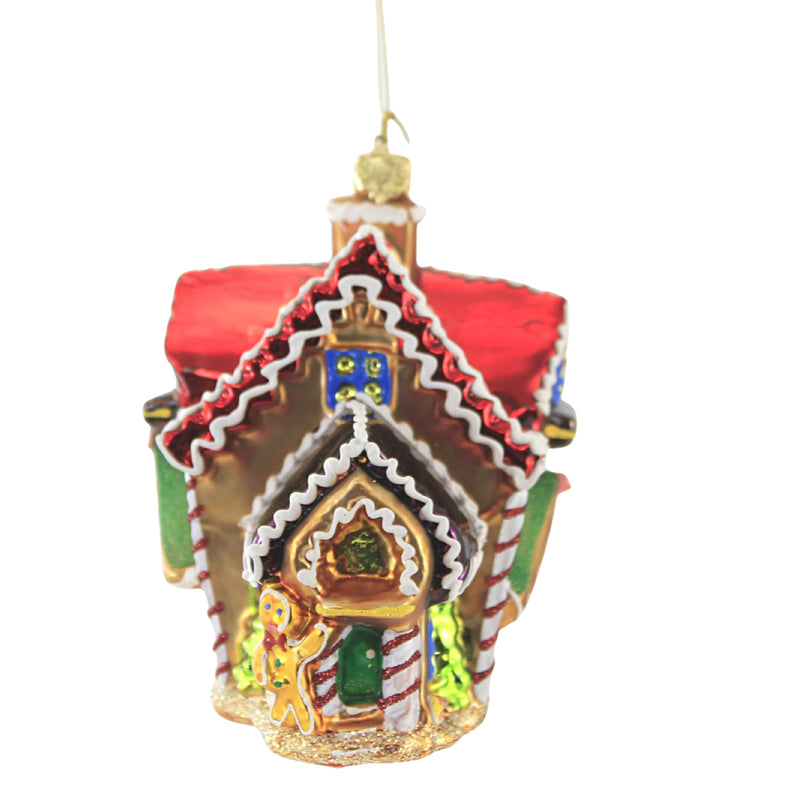 5.25 Inch Gingerbread House W/ Icing Roof Ornament Gumdrop Candy Cane S678 (51959)