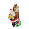 (51979) Huras Santa W/ Grandfather Clock, 7.75 Inch, Ornament Chimes Christmas Time S516