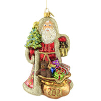 (52069) Huras 2021 Santa With Tree, 7.50 Inch, Ornament Dated Lantern S494