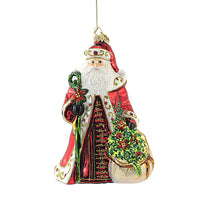 (52083) Huras Family Santa W/ Poinsettias Wreaths, 7.50 Inch, Ornament Floral Christmas S589a