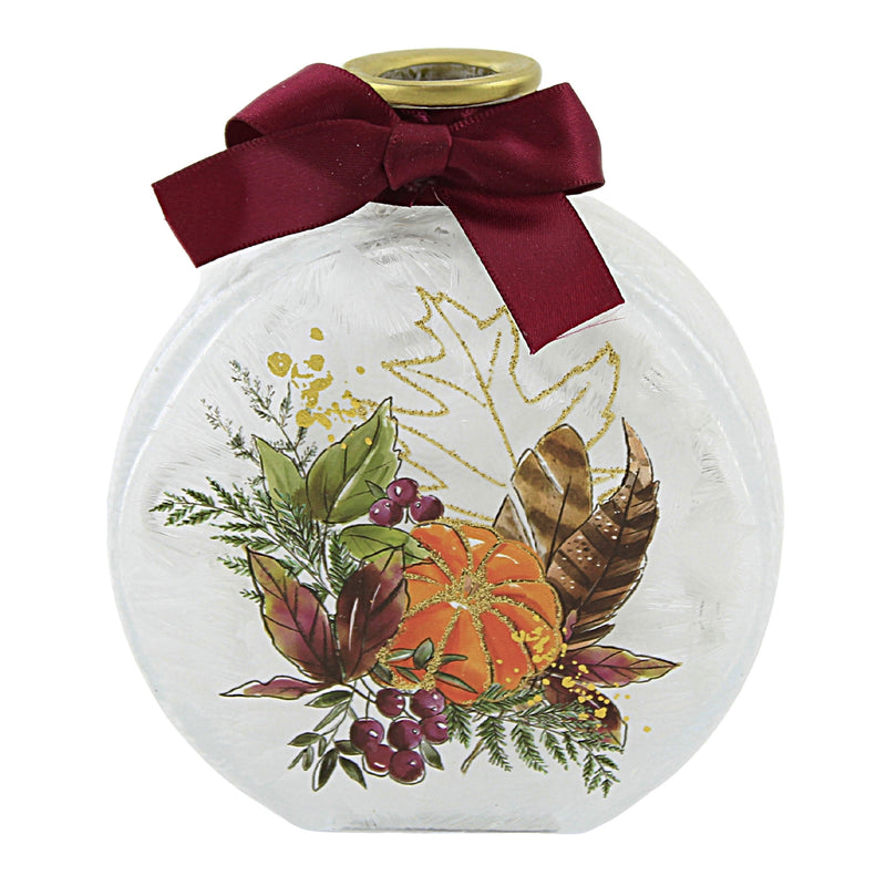 4.50 Inch Fall Foliage Rounf Jar W/ Rope Pre-Lit Light Glass Pumpkin Ffm1217 (52169)