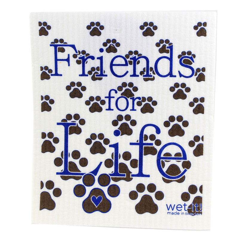 Swedish Dish Cloth Paw Prints And Blue Dots Set - - SBKGifts.com