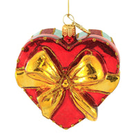 (52236) Huras Red & Gold Heart Shaped Box, 3.50 Inch, Ornament Valentines Love S841