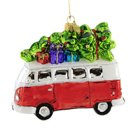 (52242) Huras Retro Van With Christmas Tree, 4.00 Inch, Ornament V Camper W Hippie S834