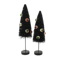 (52249) Halloween Eerie Eyeball Bottle Brush Tree, 11.00 Inch, Set Of 2 Glittered Lc0724