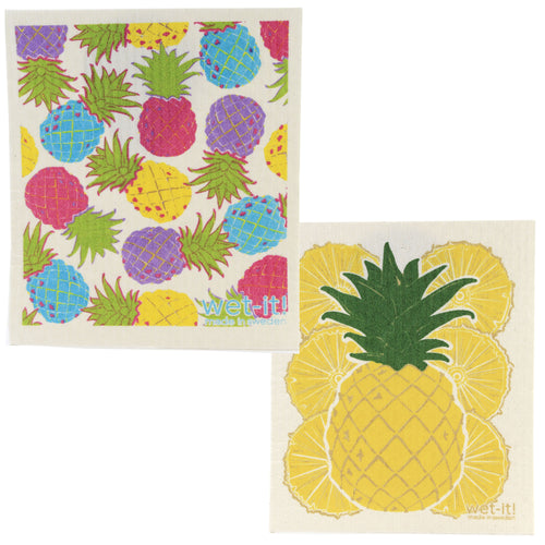 Townscape and Pineapple Swedish Dish Cloths Set