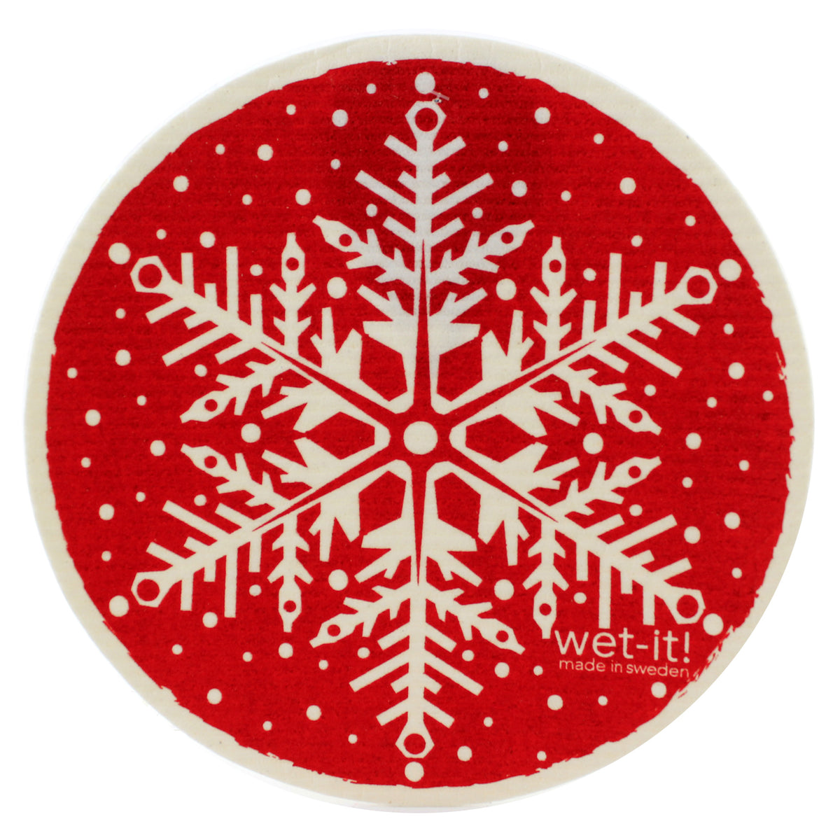 Swedish Dish Cloth Poinsettia Snowflakes Round - - SBKGifts.com