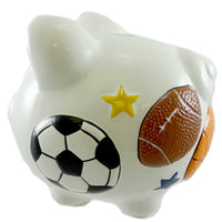 (5235) Bank Sports Piggy Bank, 8.00 Inch, Personalized Free Ceramic Cr100sp