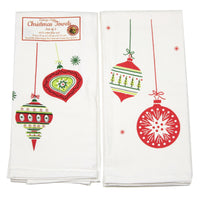 (52377) Decorative Towel Vintage Shiny Ornaments Set/2, 24.00 Inch, Christmas Brite Retro 100% Vl9483s