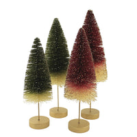 (52387) Christmas Red/Green Bottle Brush Trees, 12.00 Inch, Gold Glittered Two -Toned Lc0693