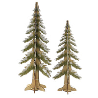 (52685) Christmas 3D Painted  Glittered Fir Trees, 15.00 Inch, Snow Tipped A15201-15203