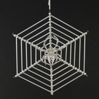 (52711) Santa Land Beaded Silver Christmas Spider, 8.00 Inch, Ornament Web Czech Luck 21R1010