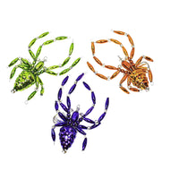 (52713) Santa Land Halloween Spiders Clip On, 3.50 Inch, Ornament Set/3 Beaded Czech 21R1030