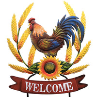 (52900) Home & Garden Metal Welcome Rooster, 30.00 Inch, Fall Farm Yard Stakes 31823082