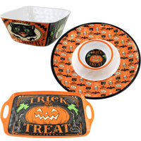 (52938) Tabletop Scaredy Cat Hostess Set, 14.00 Inch, Halloween Chip/Dip Platter Bowl 37238