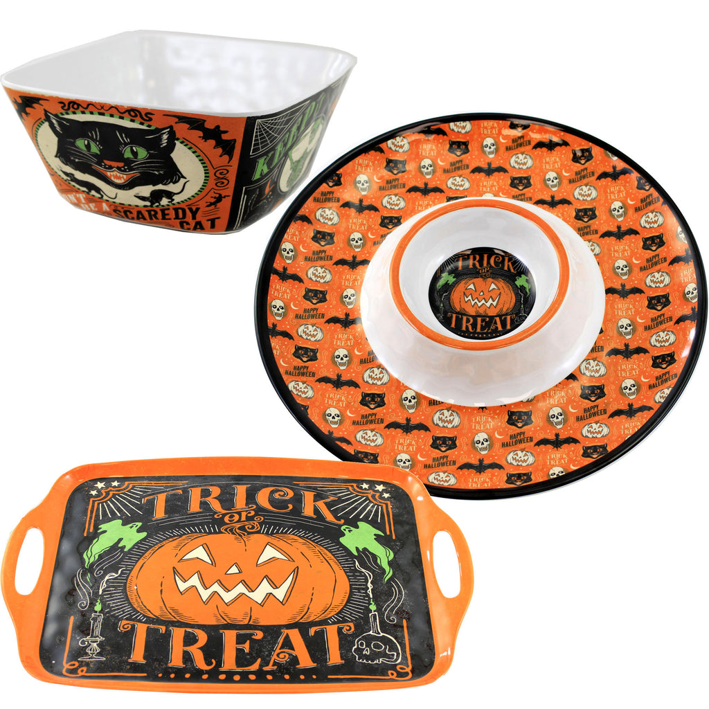 Tabletop Scaredy Cat Dessert Plates Ceramic Halloween Dishes Platter 37230  Cat 