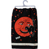 (53089) Decorative Towel Laughing Moon & Black Cat, 28.00 Inch, Halloween 100% Cotton Kitchen 101876