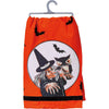 (53090) Decorative Towel Halloween Witch & Owl, 5.50 Inch, Halloween 100 Cotton Kitchen 101770