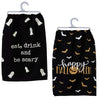 (53096) Decorative Towel Eat Drink Scary Happy Halloween, 28.00 Inch, Kitchen 100% Cotton Clean Up 106422*106614