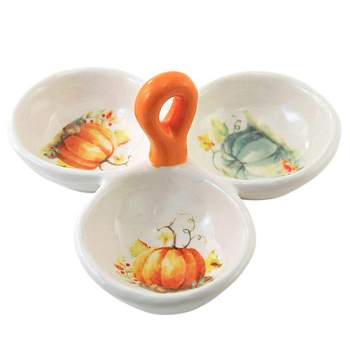 Tabletop Painted Pumpkin Tidbit Tray - - SBKGifts.com