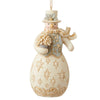 (53213) Jim Shore Snowman Holding Flowers, 4.50 Inch, Holiday Lustre 6009401