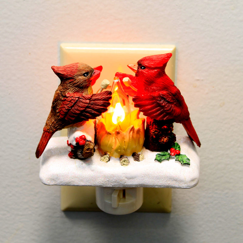 Christmas Cardinal Campfire Night Light - - SBKGifts.com