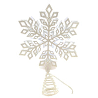 (53257) Tree Topper Finial Led White Snowflake Tree Topper, 12.00 Inch, Christmas Sparkle Confetti 160252