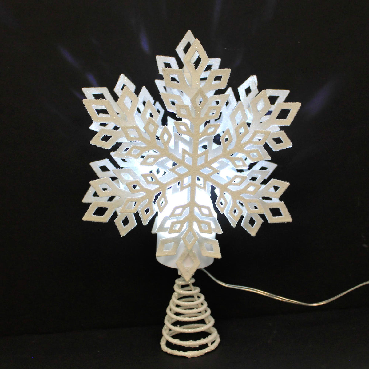 Tree Topper Finial Led White Snowflake Tree Topper - - SBKGifts.com