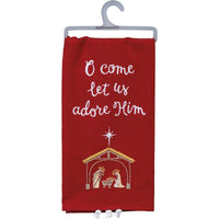 (53292) Decorative Towel O Come Let Us Adore Him, 26.00 Inch, Nativity Chrisatmas Kitchen 100866