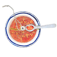 (53421) Holiday Ornament Not Very Alphabet Soup, 1.50 Inch, Christmas Lunch Bowl Spoon Go8187