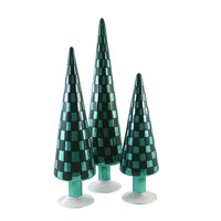 (53670) Cody Foster Green Trees Set/3, 18.25 Inch, Checkered Tree Glass Cd1624gr