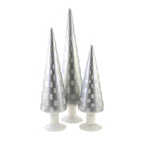 (53672) Cody Foster Gray Trees Set/3, 18.25 Inch, Checkered Glass Tree Cd1624gy