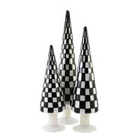 (53675) Cody Foster Black Trees Set Of 3, 18.25 Inch, Checkered Glass Tree Cd1624bk