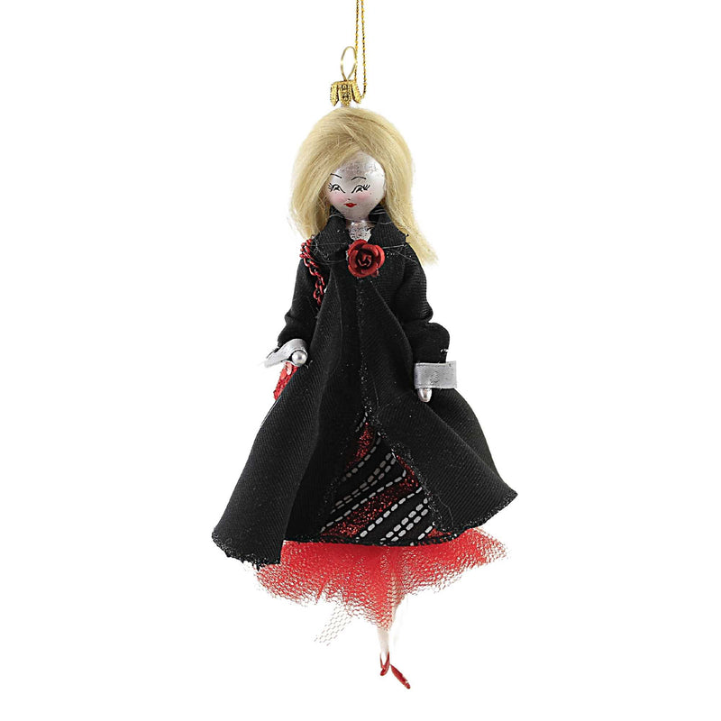 7.00 Inch Helena In A Black Cape Ornament Italian Diva Couture Do7711 (53705)