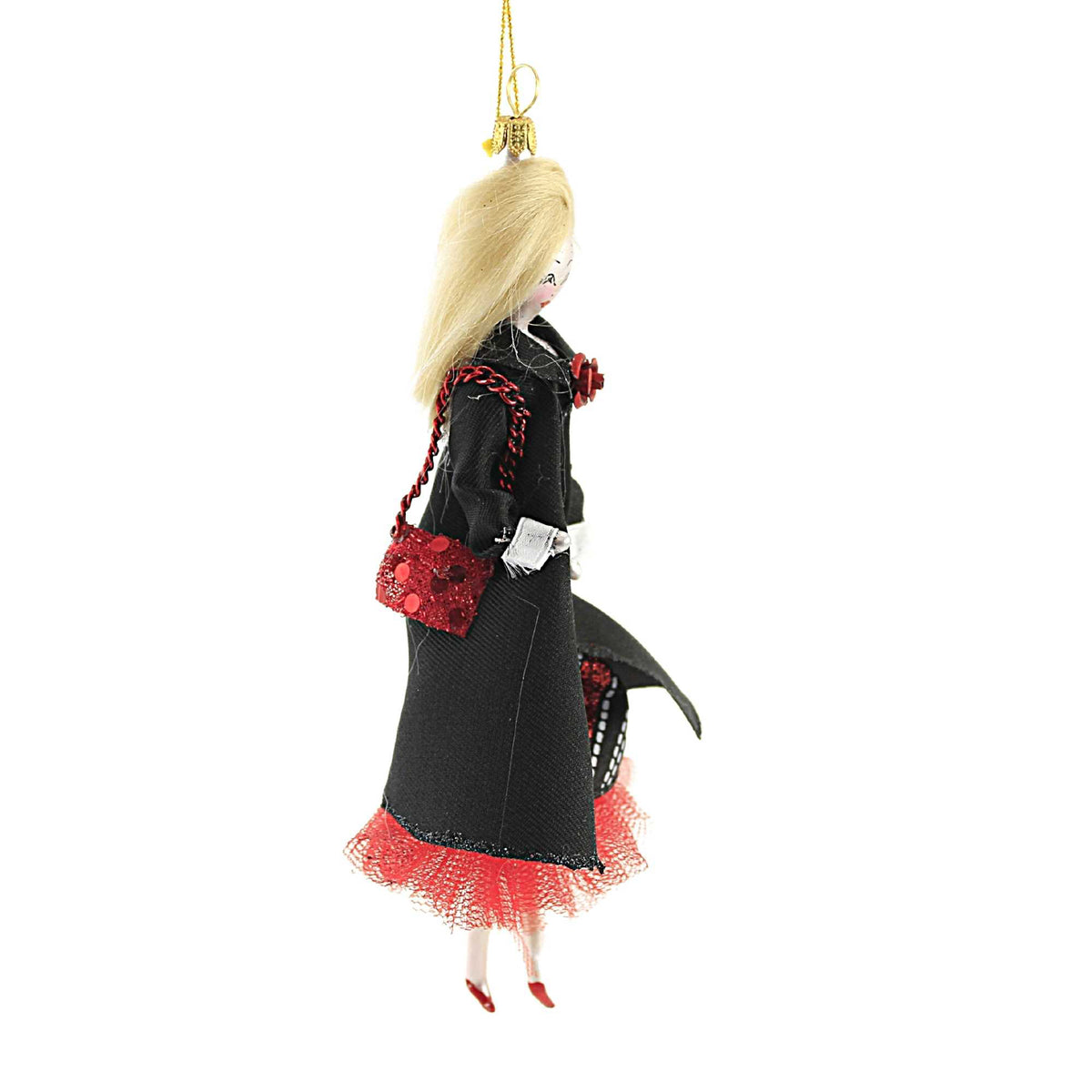 De Carlini Italian Ornaments Helena In A Black Cape - - SBKGifts.com