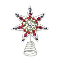 (53709) Tree Topper Finial 7 Point Jeweled Star Tree Top, 11.00 Inch, Christmas Topper Multi-Colored Cd1528m