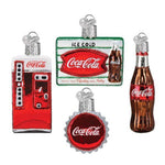 Old World Christmas Coca Cola Mini Diner Set - St/4 Ornaments 3.25 Inch, Glass - Ice Cold 14031 (53775)