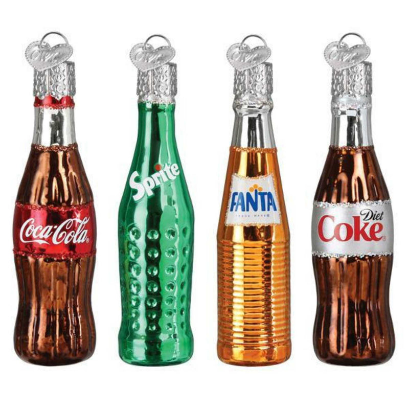Old World Christmas Coca Cola Mini Beverage Set Glass Sprite Coke Fanta 14030 (53776)